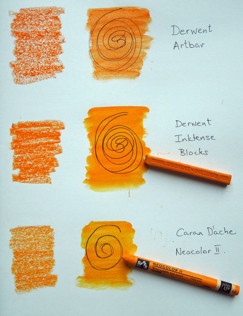 Inky Dinky Doodle: Derwent Artbars vs Derwent Inktense Blocks vs Caran  D'ache Neocolor II